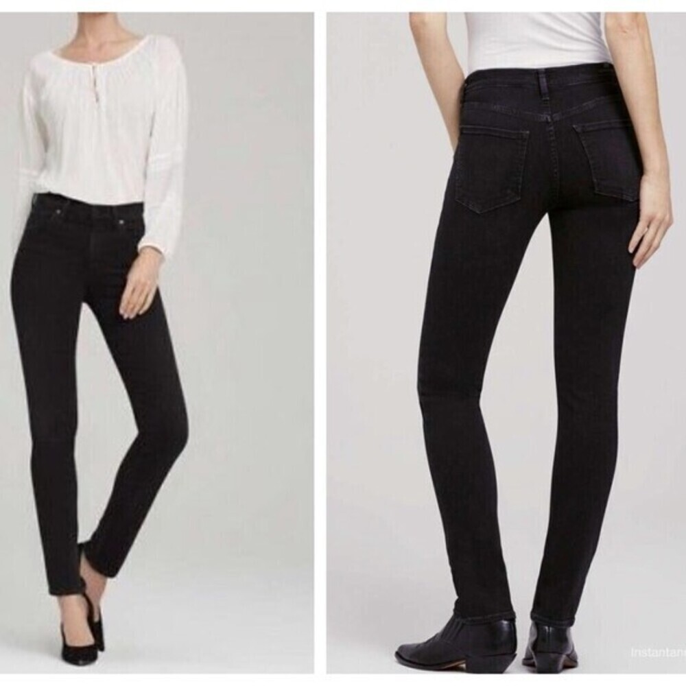 Citizens Of Humanity Agnes Mid Rise Slim Straight Jeans In Black Size 24 $280